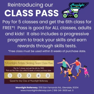 Save $40 by purchasing the Class Pass!  Good for adult or children's classes! #togetherweroll #rollerskatinglife #whyisk8 #whyiskate #rollerskating #rollerskates #rollerskate #learntoskate #LearnToSkateUSA #learntoskateusa