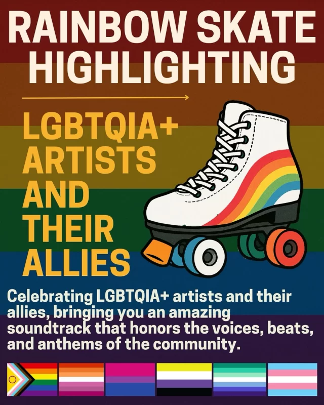 🌈✨ Rainbow Skate Night Just Got Even More Fabulous!✨🌈 

We’re turning up the love and inclusivity at Rainbow Skate Night! 🎶🛼 From now on, we’ll be celebrating LGBTQIA+ artists and their allies, bringing you an amazing soundtrack that honors the voices, beats, and anthems of the community. Get ready to roll to the sounds of pride, unity, and pure joy as we create a space where everyone feels seen, supported, and free to be themselves. 💖🏳️‍🌈🏳️‍⚧️ 

Lace up, show up, and let’s skate to the rhythm of love! 🎧✨.
.
.
.
.
#rollerskating  #skating  #skates  #mysk8moves  #whyIsk8  #whyIskate #allskateforward  #skatelife  #RainbowSkate #SkateWithPride #LGBTQIAAllies